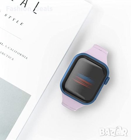 Нова силиконова лилава Каишка за часовник Apple Watch 42 / 44 / 45 мм, снимка 3 - Каишки за часовници - 38548694