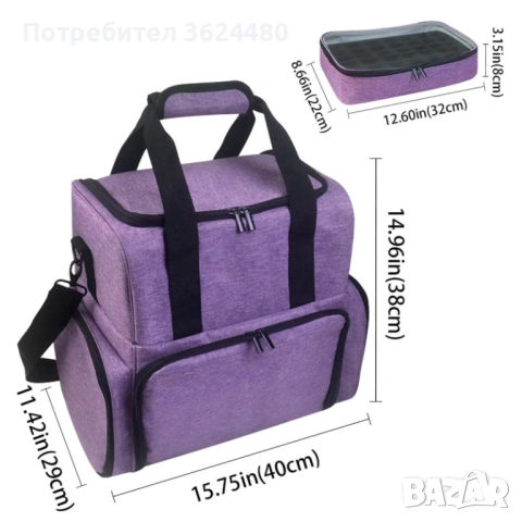 Лилав куфар за маникюр с два подвижни органайзера за лакове 4640, снимка 2 - Продукти за маникюр - 53270876