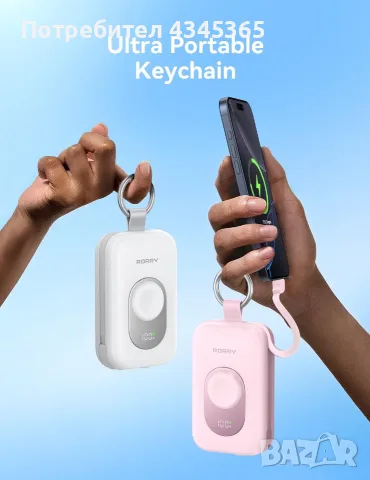 Мощна външна батерия RORRY CharmGo 20000mAh 30W PD – За iPhone, Apple Watch и iPad, снимка 5 - Външни батерии - 56088226