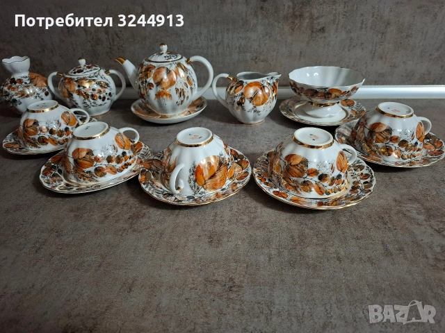 Руски порцеланов чаен сервиз ЛФЗ ,, Мой сад" , снимка 8 - Сервизи - 54000722