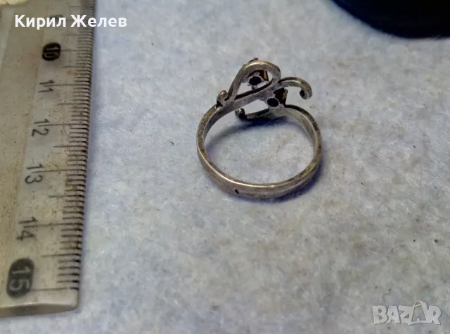 СТАРИНЕН СКЪПОЦЕНЕН СРЕБЪРЕН ПРЪСТЕН СРЕБРО ВИСОКА ПРОБА с ЧЕРЕН ОНИКС РЯДКА АРТ ИЗРАБОТКА 47961, снимка 5 - Антикварни и старинни предмети - 49757575