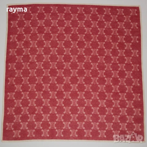 Шал Celine Arc de Triomphe коприна и памук, лого, квадратен шал 47x47см., снимка 4 - Шалове - 51146624