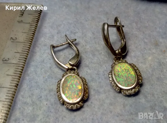 ПРЕКРАСНИ СКЪПОЦЕННИ СРЕБЪРНИ ОБЕЦИ СРЕБРО 925 АНГЛИЙСКА ИЗРАБОТКА с БЯЛ ОГНЕН ОПАЛ и ЦИРКОНИ 26212, снимка 7 - Обеци - 49917578