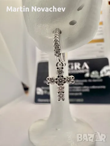 Сребърни обеци кръстчета с мойсанит (Диамант), снимка 7 - Обеци - 49718169