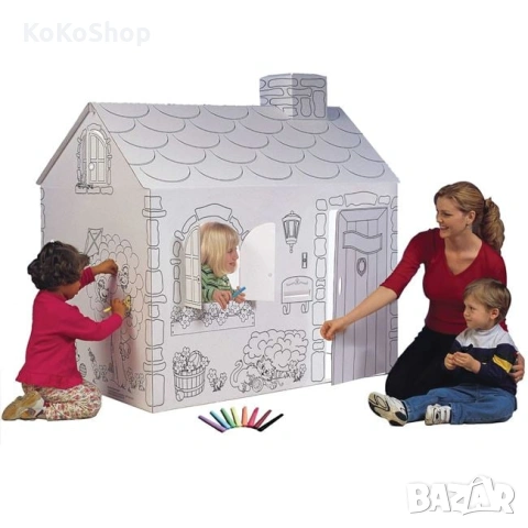 Детска къщичка за оцветяване - 102.3x110x72.5  см.  DIY къщичка, снимка 2 - Рисуване и оцветяване - 53306140