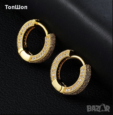 Bling Bling обеци халки с камъни Хип Хоп - 2 Модела, снимка 7 - Обеци - 31532225