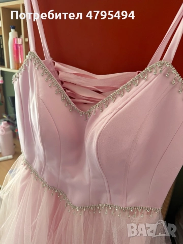 Официална/Бална рокля, размер L/XL, бледо розово, снимка 5 - Рокли - 54178878