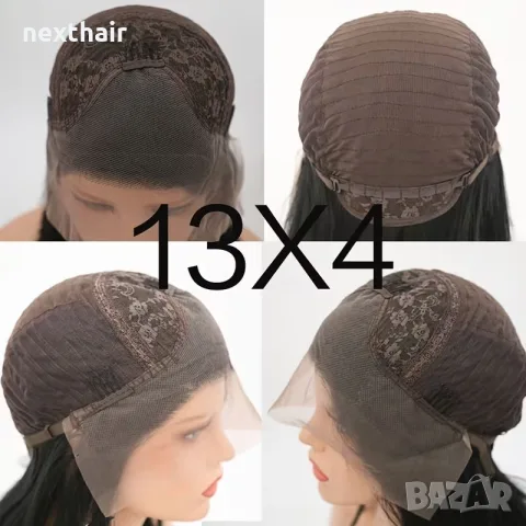 Черна права перука 70 см с дантелена зона 13x4 Lace Front, снимка 6 - Аксесоари за коса - 55707188