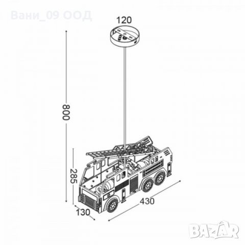 Детска лампа "пожарна", снимка 3 - Лампи за таван - 39180235