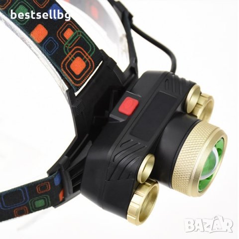 Мощен акумулаторен LED челник фенер за глава бягане лов риболов каска, снимка 11 - Къмпинг осветление - 29093246
