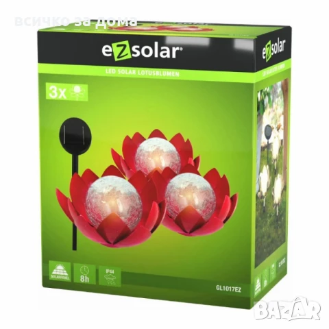 LED слънчев градински соларен панел с 3 светещи лампи цветя, снимка 4 - Лед осветление - 51101627