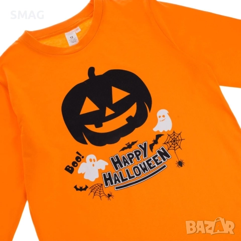 Halloween / Хелоуин пижама от памук с тикви, паяци и надпис „Boo! Happy Halloween“_1242309, снимка 3 - Детски пижами - 52118439