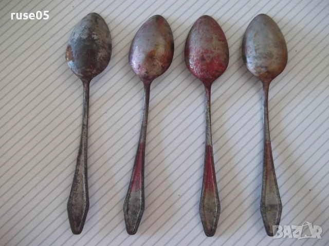 Лот от 4 бр. лъжици "SAXONIA" стари, снимка 4 - Прибори за хранене, готвене и сервиране - 51955346