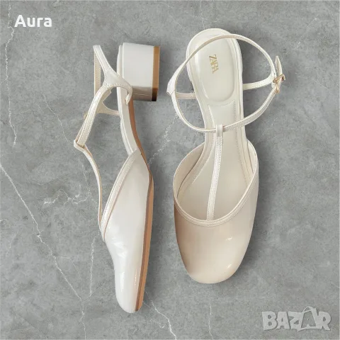 Zara T-strap low block-heeled shoes, снимка 2 - Дамски ежедневни обувки - 56224435