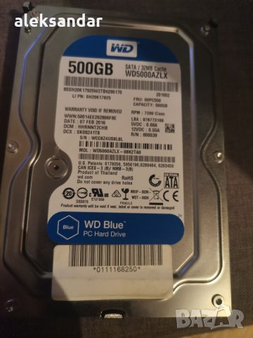 Продавам хард диск WD blue. 500GB , снимка 2 - Твърди дискове - 32113941