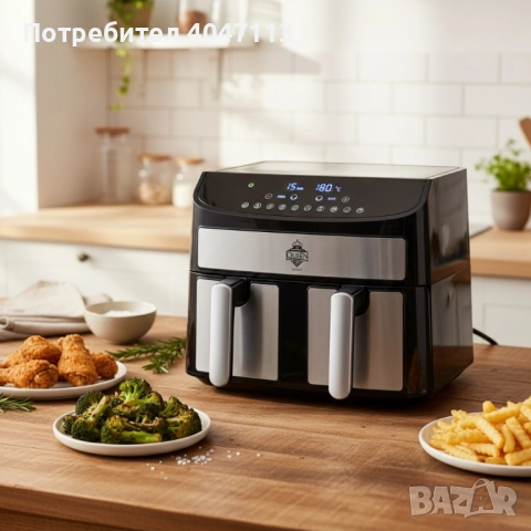Двоен Air Fryer Queen KK-A02 - 7L, 2400W за здравословно и бързо готвене, снимка 2 - Съдове за готвене - 51912404
