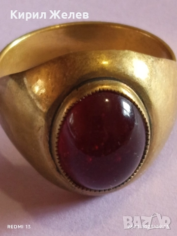 СТАРИНЕН КЛАСИЧЕСКИ ПРЪСТЕН с ГРАНАТ РЯДКО РЕТРО БИЖУ 52307, снимка 4 - Пръстени - 52544761