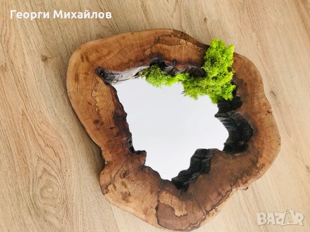 Огледало за баня От масивна дървесина и скандинавски мъх , снимка 4 - Огледала - 29214868