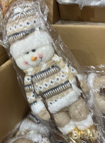 Коледна играчка Снежен човек с плетен костюм и златни ботушки, снимка 5 - Други стоки за дома - 52134283