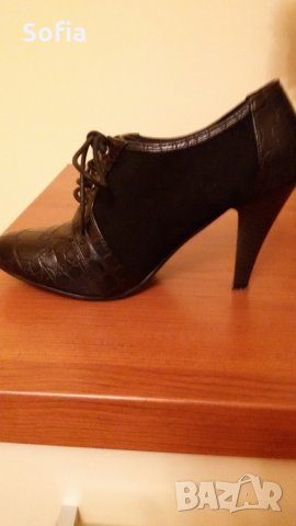 Обувки с връзки на ток, ест.кожа и велур с над 50% отстъпка, снимка 3 - Дамски обувки на ток - 29550427