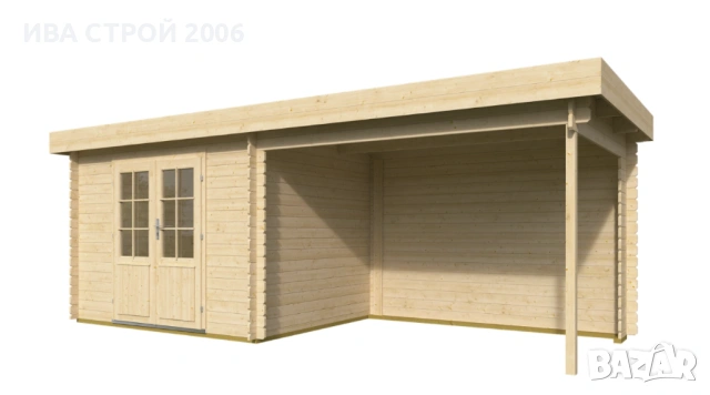 Компактна сглобяема дървена градинска къща с покрита зона за отдих., снимка 4 - Градински мебели, декорация  - 53888803