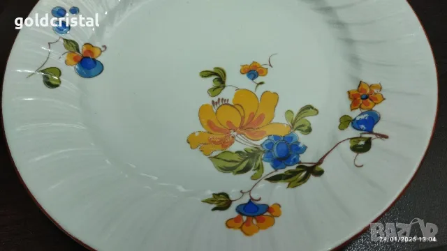 стар български порцелан плато кръгло, снимка 3 - Антикварни и старинни предмети - 48869933