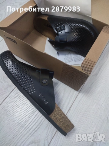 Мъжки чехли №43 чисто нови черни естествена кожа, анатомични, черни