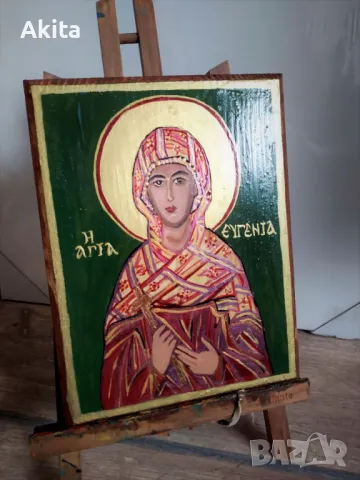 Икона на света Евгения, снимка 4 - Икони - 40628592