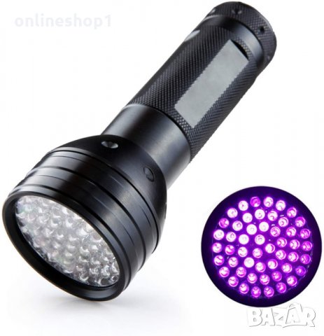 UV фенер 51 LED диода, ултравиолетово фенерче ултравиолетов фенер, снимка 1 - Прожектори - 29392487