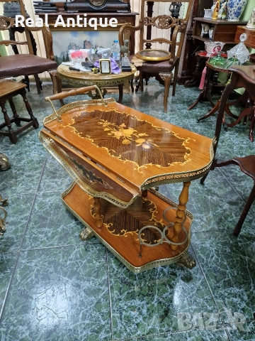 Уникална антикварна английска количка за сервиране , снимка 5 - Антикварни и старинни предмети - 52926835