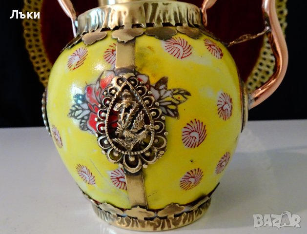 Тибетска порцеланова кана,чайник,обков мед и месинг. , снимка 5 - Антикварни и старинни предмети - 37512675