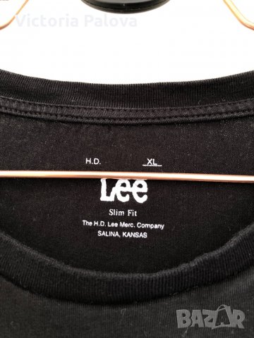 Черна тънка тениска LEE,XL, снимка 3 - Тениски - 29440152