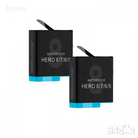 Комплект зарядно устройство + 2бр. Батерии за GoPro Hero 8 Black, 1220mAh, Li-ion, снимка 2 - Батерии, зарядни - 31799334