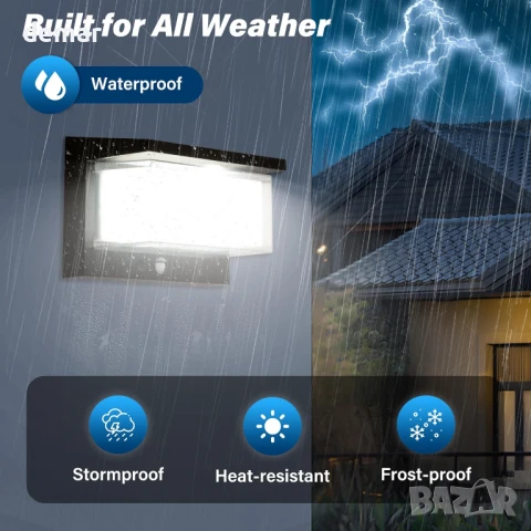 Gonengo Външна соларна лампа, 4 режима, сензор за движение, IP65, снимка 4 - Соларни лампи - 51404791