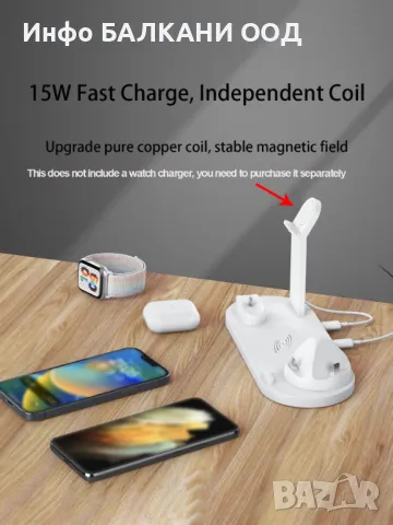 5 в 1 Универсална безжична зарядна станция устройство за телефон, слушалки, умни часовници, снимка 5 - Безжични зарядни - 50178449