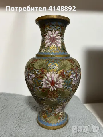 Старинна китайска метална ваза 20 век, снимка 4 - Вази - 48501779