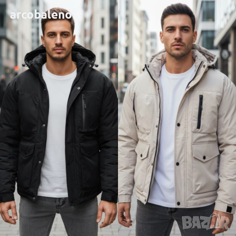 Мъжко зимно яке с качулка, 2цвята 