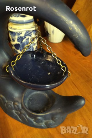 НАМАЛЕН Арт Нуво рядък керамичен свещник , снимка 5 - Антикварни и старинни предмети - 30925316