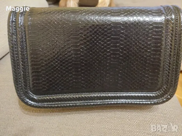 Черна кожена чанта ZARA