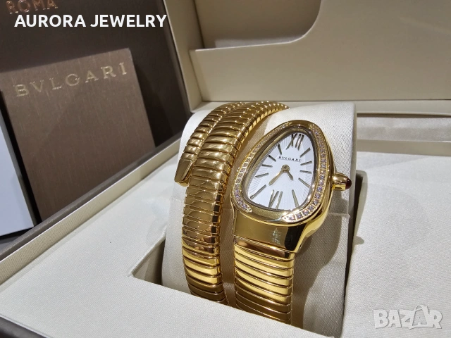 BVLGARI Serpenti Tubogas Snake Gold Diamonds Дамски Часовник, снимка 2 - Дамски - 53058199