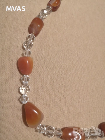 Нов дамски гердан с камъни карнеол, снимка 2 - Колиета, медальони, синджири - 53181769