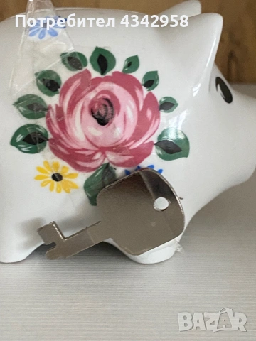 🐷 Сладка винтидж керамична касичка – прасенце с цветя.1970-1980г., снимка 3 - Декорация за дома - 54148060