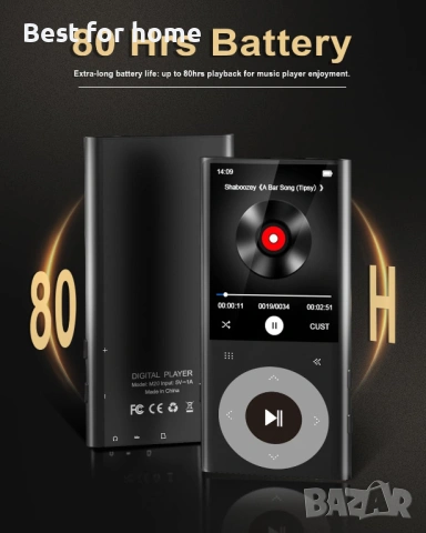 64GB MP3 плейър с Bluetooth 2.4" екран Hi-Fi звук без загуби Bluetooth MP3 плейър, снимка 5 - Друга електроника - 54352228