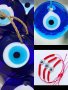 Талисман синьо око амулет плюс три гривни против уроки с червен конец, снимка 1 - Аксесоари и консумативи - 33929772