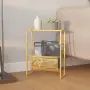 vidaXL Поставка за списания, златиста, 35x15x45 см, стомана, снимка 2