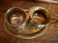 Бронзово подносче с каничка и захарничка , снимка 2