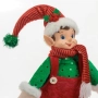 Коледна фигура на елф с червен кадифен гащеризон, зелена блуза, 60см, снимка 3