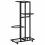 vidaXL 4-етажна стойка за цветя на колела, 44x23x80 см, черна, желязо, снимка 7