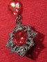 КРАСИВА АРТ-НУВО СТИЛ БРОШКА ПОЗЛАТЕНА с РУБИНИ КРИСТАЛИ 12381, снимка 8