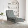 vidaXL Масажна кушетка с болстер, светлосива, текстил, снимка 3
